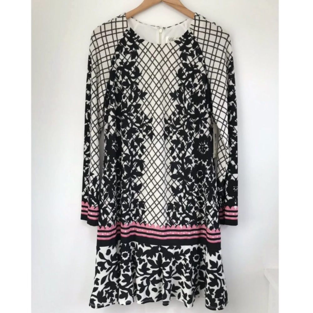 NWT Eliza J Trumpet Hem Jersey Long Sleeve Dress